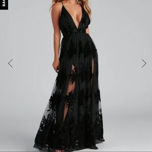 MORGAN FORMAL FLOCKED VELVET DRESS